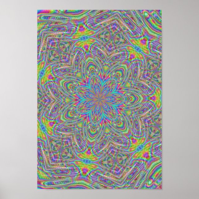 Funky Retro 60-talets Stil Kaleidoscope Poster (Framsidan)