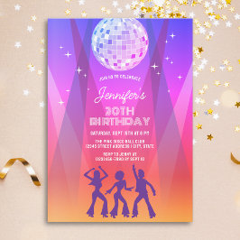 Funky Retro 70-80-tals Disco 30-års Födelsedagsfes Inbjudningar