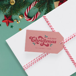 Funky Retro 70-talet Holly Jolly-jul Presentetikett