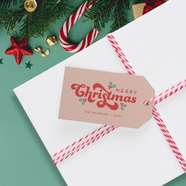 Funky Retro 70-talet Holly Jolly-jul Presentetikett