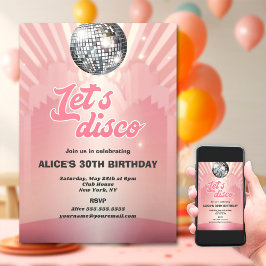 Funky Retro 70-tals Disco Födelsedagsfest Inbjudningar