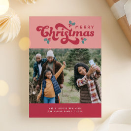 Funky Retro 70s God jul Photo Julkort