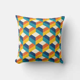 Funky Retro 80s 3D-kuber, geometrisk Mönster desig Kudde