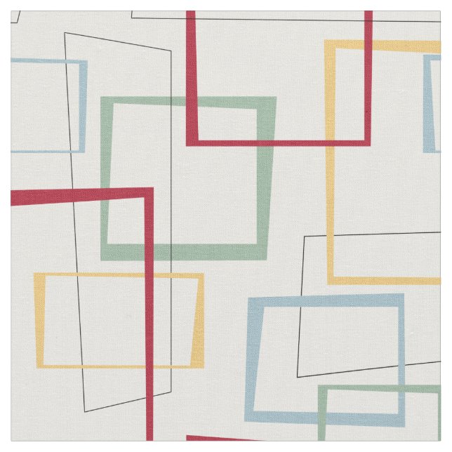 Funky Retro Abstrakt-fyrkanter i mitten av århundr Tyg (Närbild)