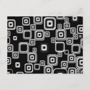 Funky Retro Black and White Mönster Vykort