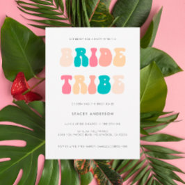 Funky Retro Bride Tribe Bachelorette Party Inbjudningar