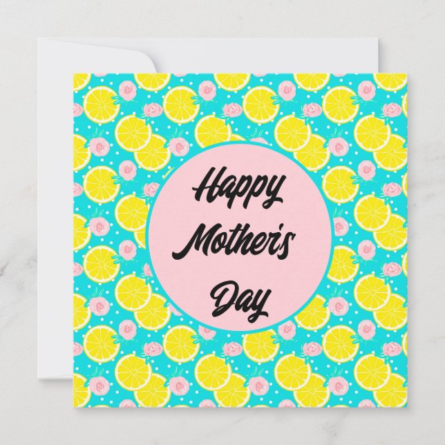 Funky retro bright lemon Mother's Day Inbjudningar (Framsida)