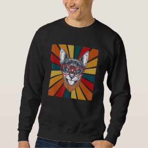 Funky Retro Chihuahua Med Solglasögon Färgrik Des Lång Ärmad Tröja