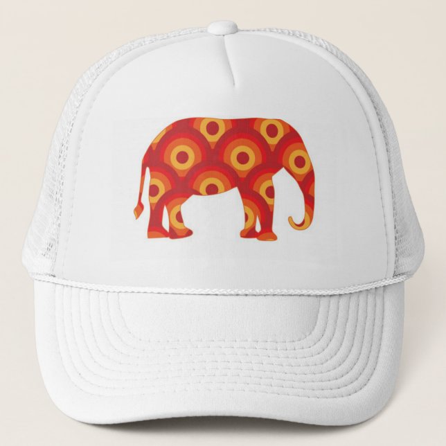 Funky Retro Cirklar Elefant Keps (Framsida)