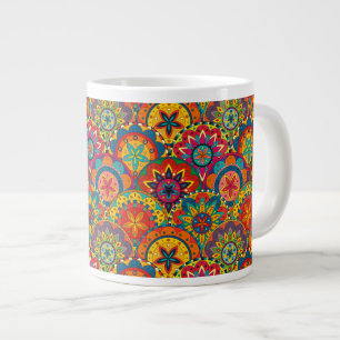 Funky Retro Colorful Mandala Mönster Jumbo Mugg