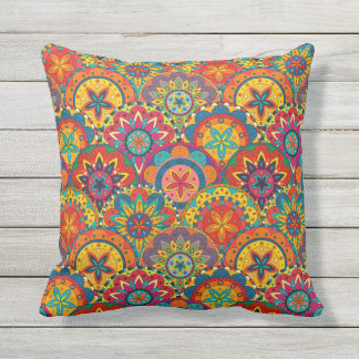 Funky Retro Colorful Mandala Mönster Kudde