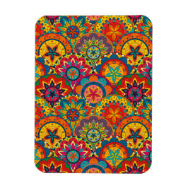 Funky Retro Colorful Mandala Mönster Magnet