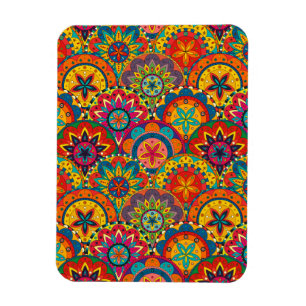 Funky Retro Colorful Mandala Mönster Magnet