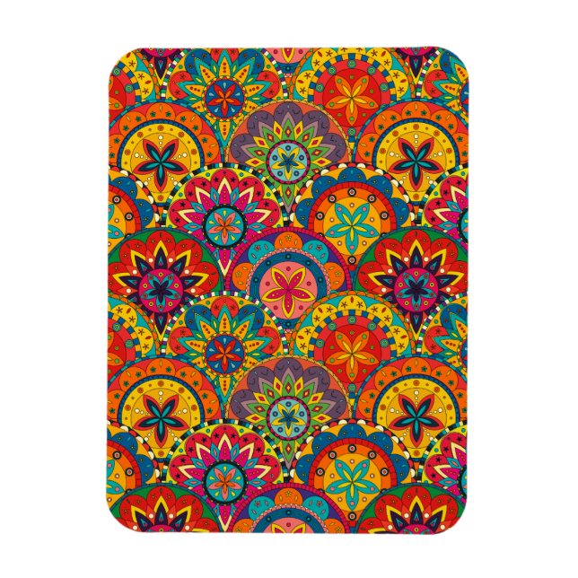 Funky Retro Colorful Mandala Mönster Magnet (Vertikal)