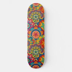Funky Retro Colorful Mandala Mönster Mini Skateboard Bräda 18,5 Cm