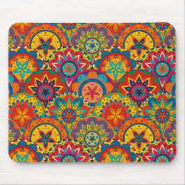 Funky Retro Colorful Mandala Mönster Musmatta
