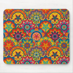 Funky Retro Colorful Mandala Mönster Musmatta