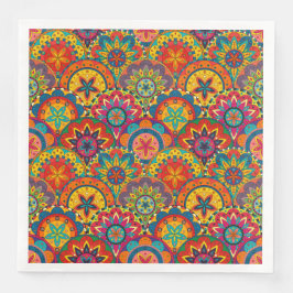 Funky Retro Colorful Mandala Mönster Pappersservett