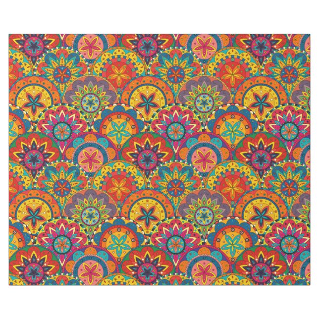 Funky Retro Colorful Mandala Mönster Presentpapper (Platt)