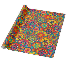 Funky Retro Colorful Mandala Mönster Presentpapper