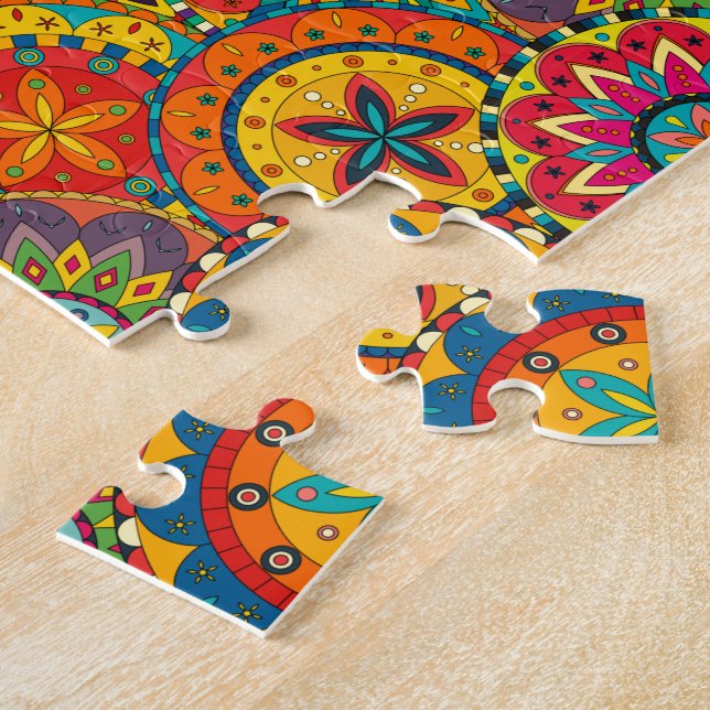 Funky Retro Colorful Mandala Mönster Pussel (Sidan)