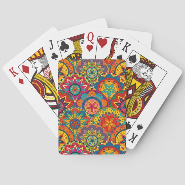 Funky Retro Colorful Mandala Mönster Spelkort (Baksidan)
