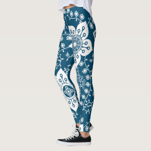 Funky Retro Coola Modern Flowers Art Mönster Legg Leggings