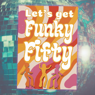 Funky Retro Dancing Woman 50:e Födelsedagsfesten Inbjudningar