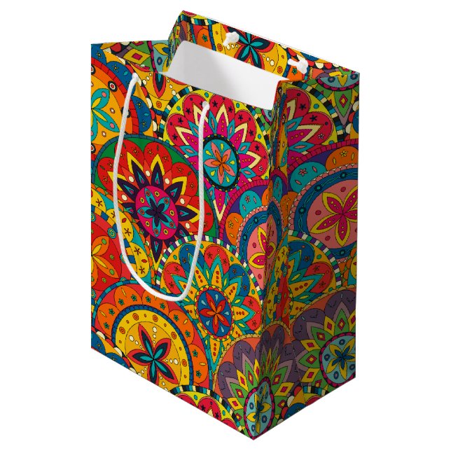 Funky Retro Färgglatt Mandala Mönster (Framsidan Vinklad)