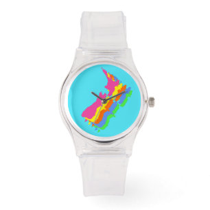 FUNKY RETRO FLUORO FÄRG ROSA KIWI NZ LAND ARMBANDSUR