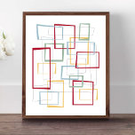 Funky Retro-fyrkanter i mitten av århundradet Poster<br><div class="desc">Den här funkyns moderna poster av design i mitten av århundradet har rutor och rektanglar för mörk,  ljusblått,  mjuk grönt och gult abstrakt. Den markeras med tunna svarta abstrakter och rektanglar. Lägg till en roligt till din hemdekanter!</div>