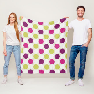 Funky Retro Gröna och Violetta Prickar Fleecefilt