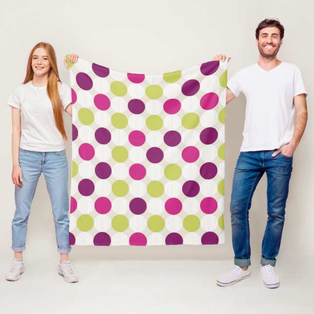 Funky Retro Gröna och Violetta Prickar Fleecefilt (På plats)