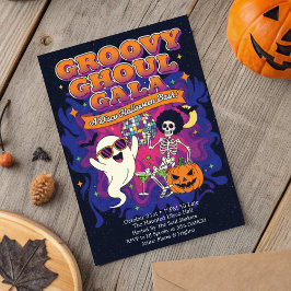 Funky Retro Groovy Ghoul Galan Disco Halloween Inbjudningar
