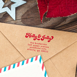 Funky Retro Holly Jolly-Returadressen jul Självfärgande Stämpel