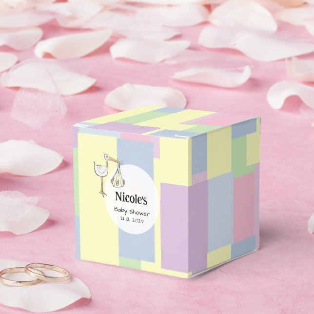 Funky Retro Kubism Stork Leverans Bebis Shower Presentaskar (Bröllop)