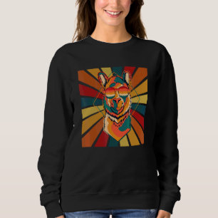 Funky Retro Lama Med Solglasögon Färgrik Design T Shirt