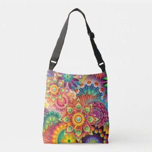 Funky Retro Mönster Abstrakt Bohemian Axelväska
