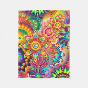 Funky Retro Mönster Abstrakt Bohemian Fleecefilt