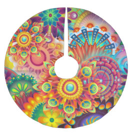 Funky Retro Mönster Abstrakt Bohemian Julgransmatta Borstad Polyester