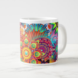 Funky Retro Mönster Abstrakt Bohemian Jumbo Mugg