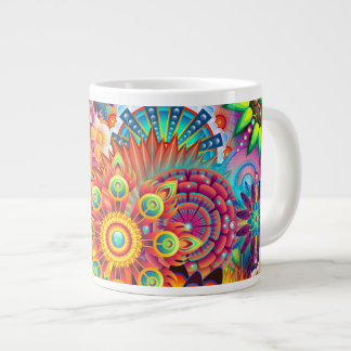 Funky Retro Mönster Abstrakt Bohemian Jumbo Mugg
