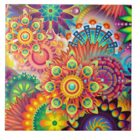 Funky Retro Mönster Abstrakt Bohemian Kakelplatta