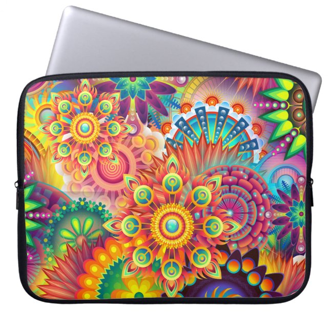 Funky Retro Mönster Abstrakt Bohemian Laptop Sleeve (Framsidan)