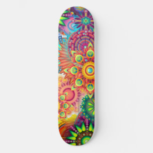 Funky Retro Mönster Abstrakt Bohemian Mini Skateboard Bräda 18,7 Cm