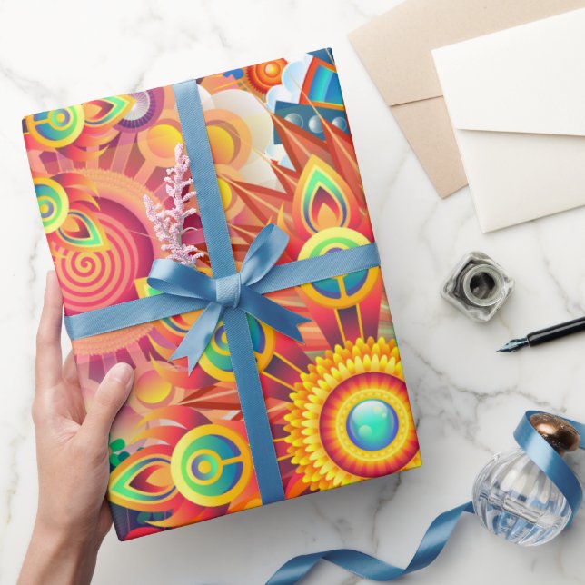 Funky Retro Mönster Abstrakt Bohemian Presentpapper (Gåvor)