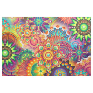 Funky Retro Mönster Abstrakt Bohemian Tyg