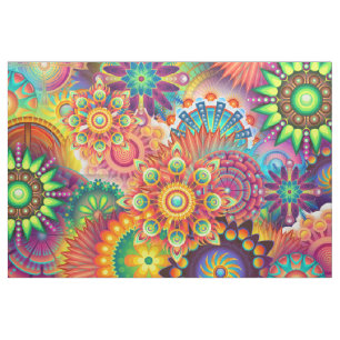 Funky Retro Mönster Abstrakt Bohemian Tyg
