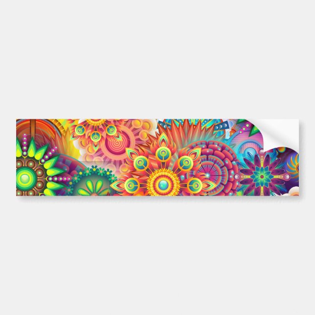 Funky Retro Mönster Abstrakt Boho Bildekal (Framsidan)