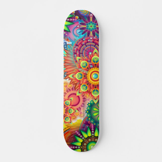 Funky Retro Mönster Abstrakt Boho Mini Skateboard Bräda 18,5 Cm (Framsida)